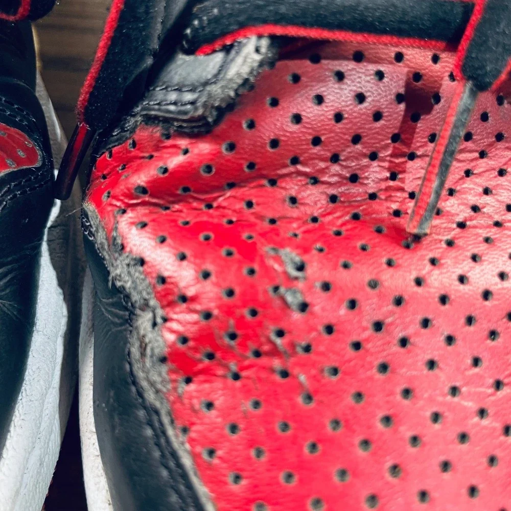 Jordan Men Basketball Shoes Perforated Leather Size 10‎ Alpha 1 Bred 392813-001